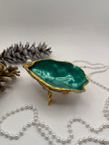 Oyster Trinket Tray with Stand – Emerald Green