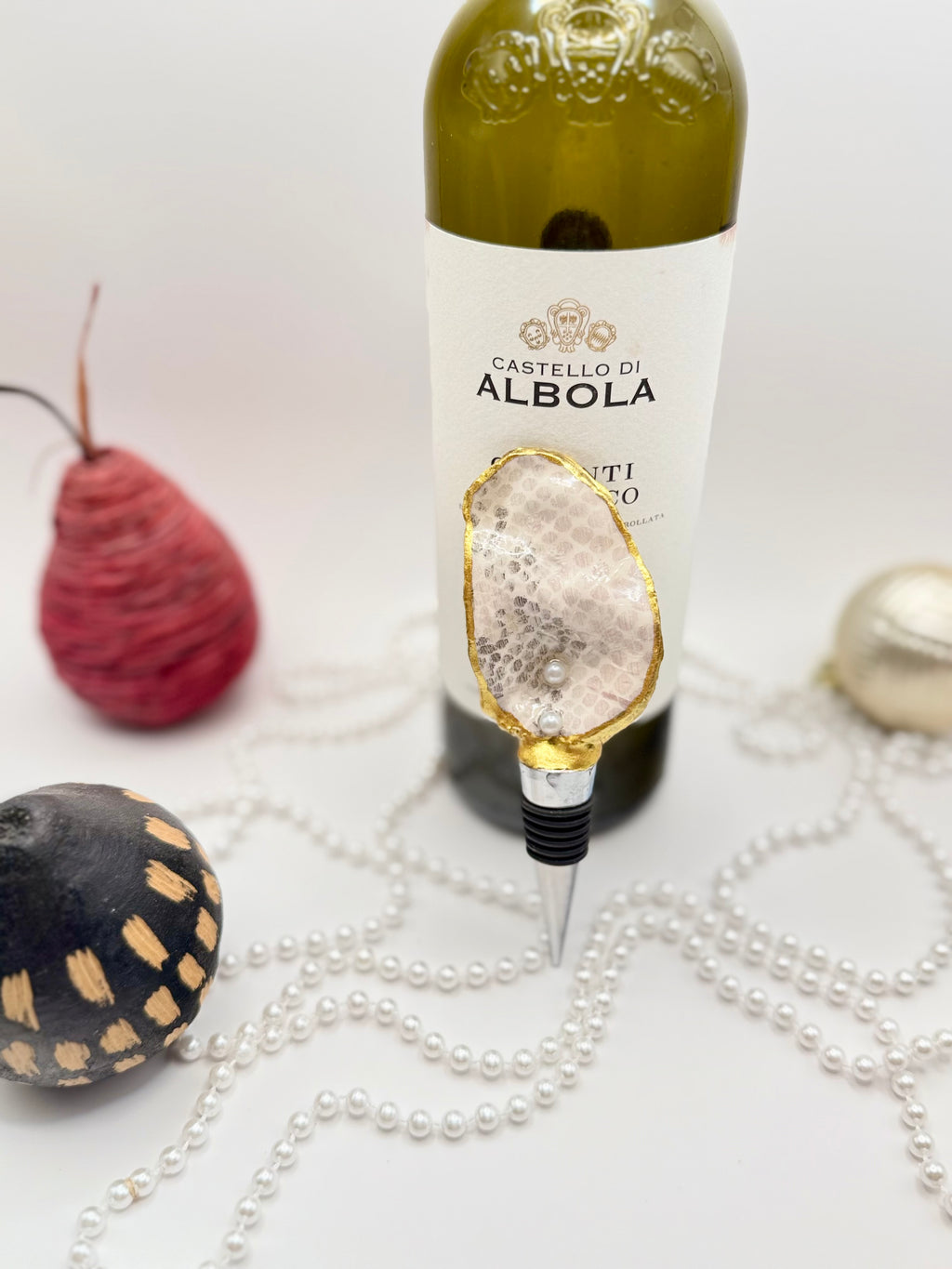 Oyster Shell Wine Stopper – Pink Python