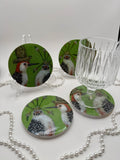 Wood Coaster – Feathered Friends Green