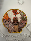 Scallop Trinket Tray - Whimsical Owls