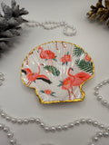 Scallop Trinket Tray - Flamingo Paradise