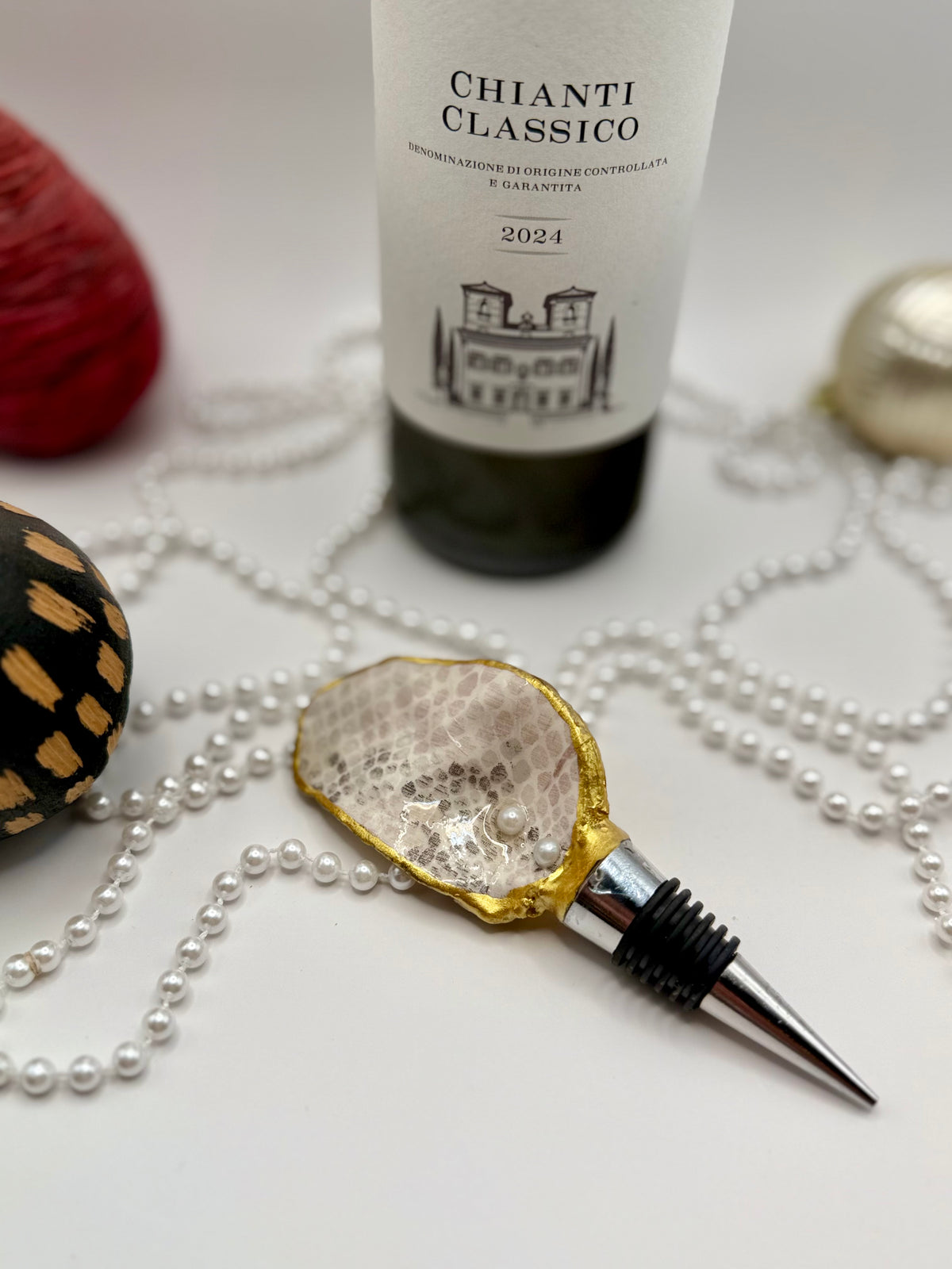Oyster Shell Wine Stopper – Pink Python