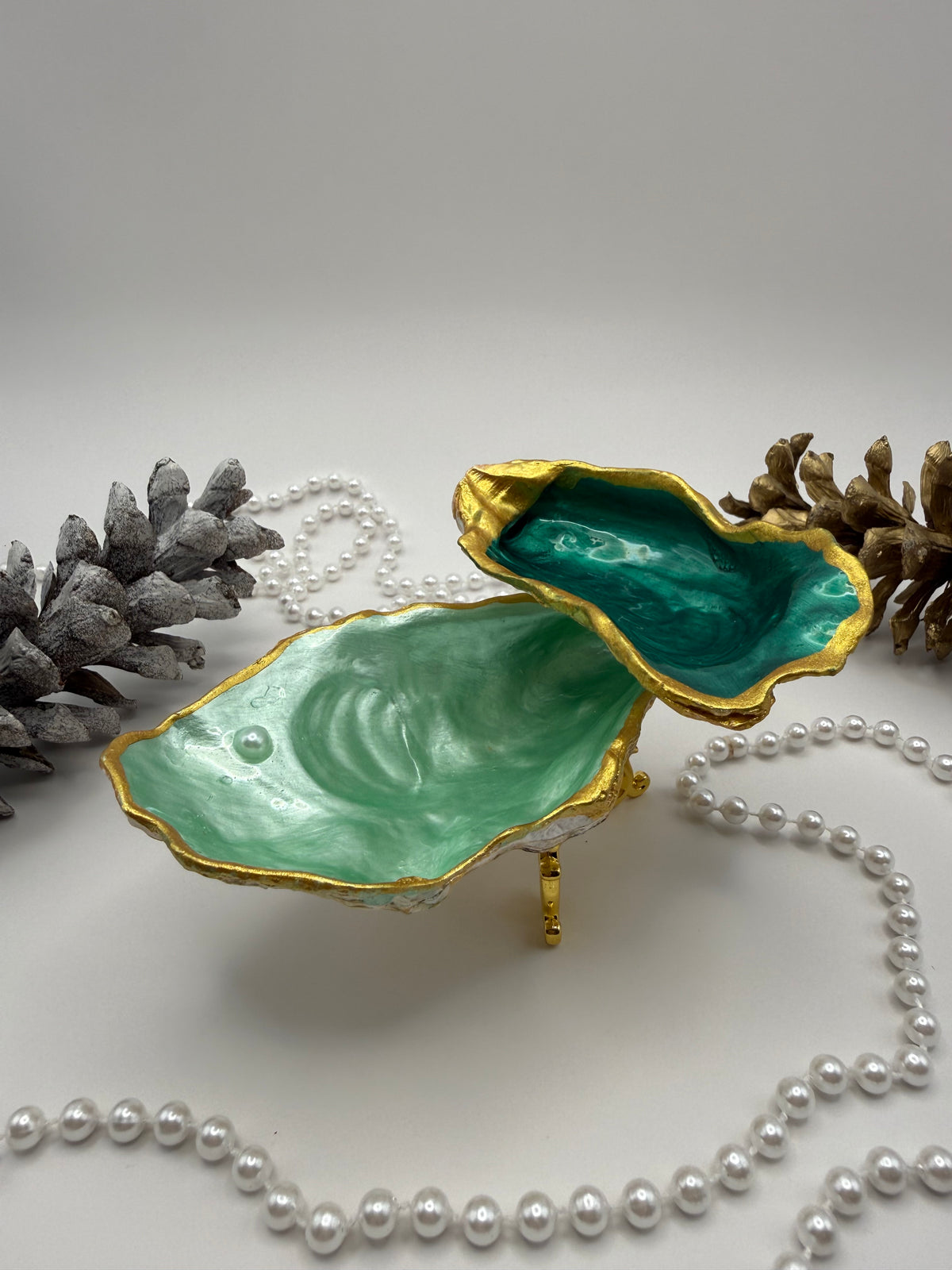 Double Oyster Trinket Tray – Emerald Green