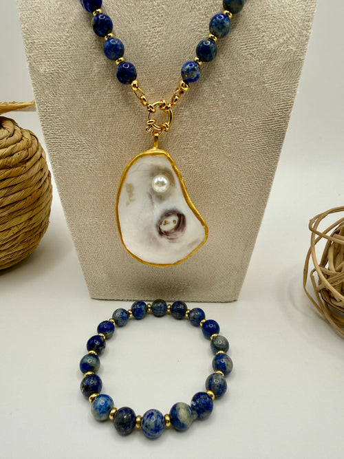 Blue Mosaic Stretch Beaded Bracelet