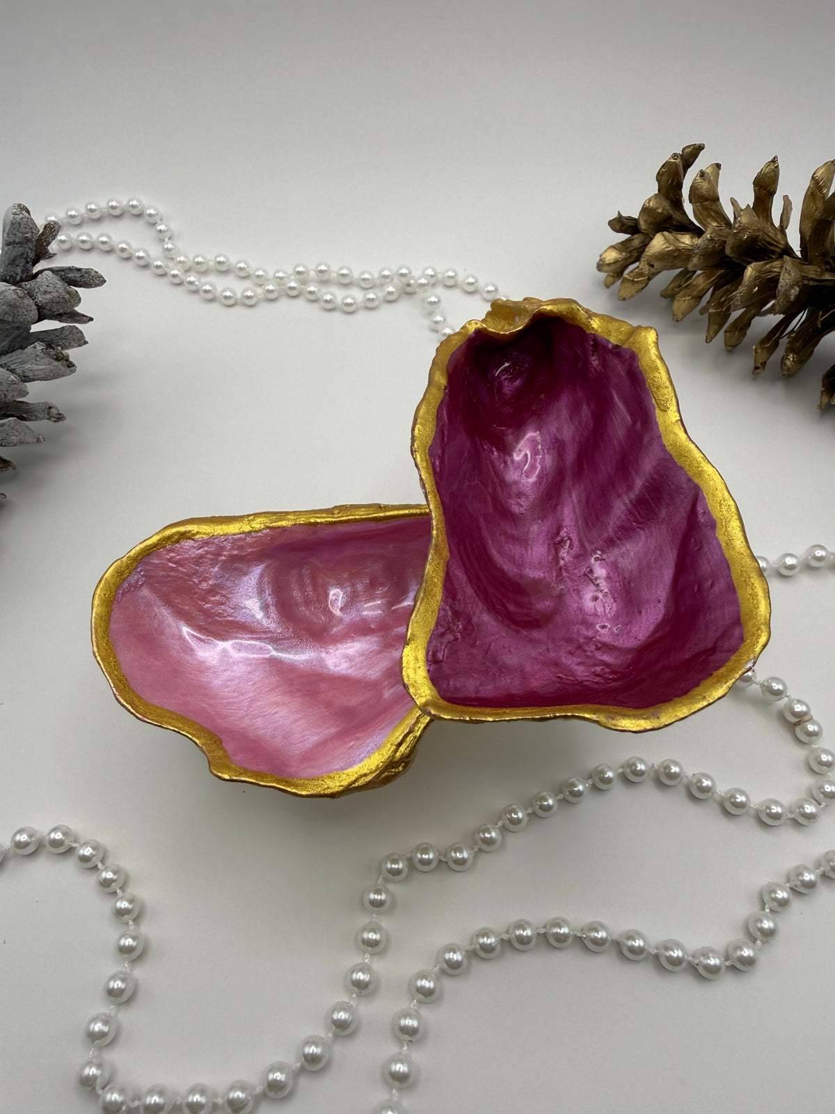 Double Oyster Trinket Tray – Pink