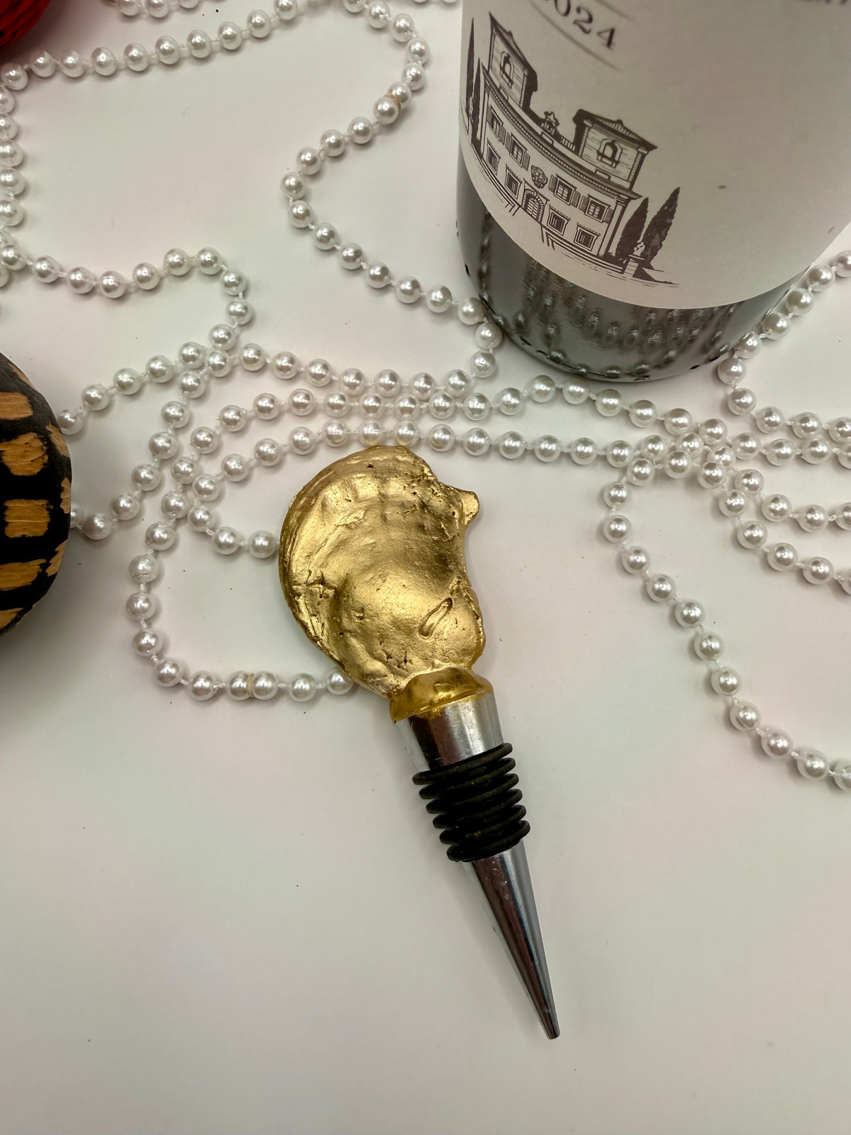 Oyster Shell Wine Stopper – Blue & White French Toile