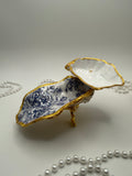 Double Oyster Trinket Tray – Blue & White French Toile