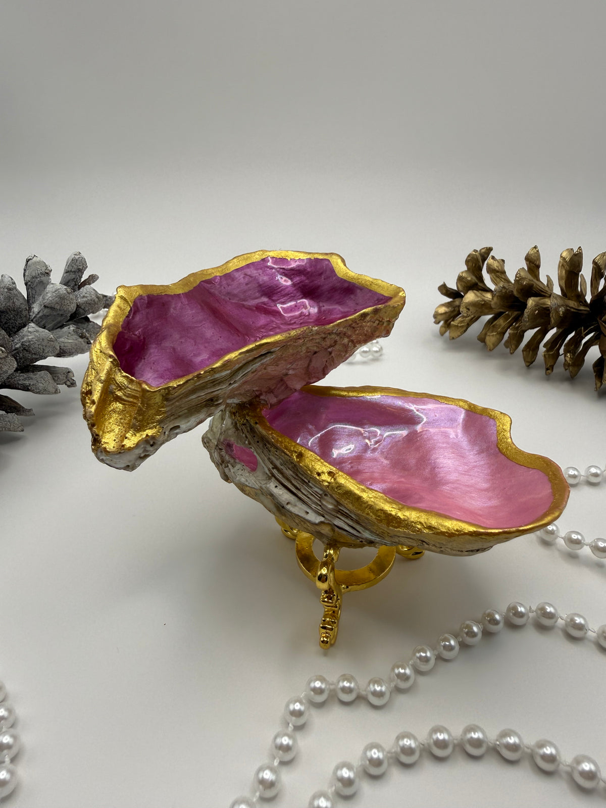 Double Oyster Trinket Tray – Pink