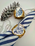 Oyster Shell Napkin Ring – Blue & White French Toile