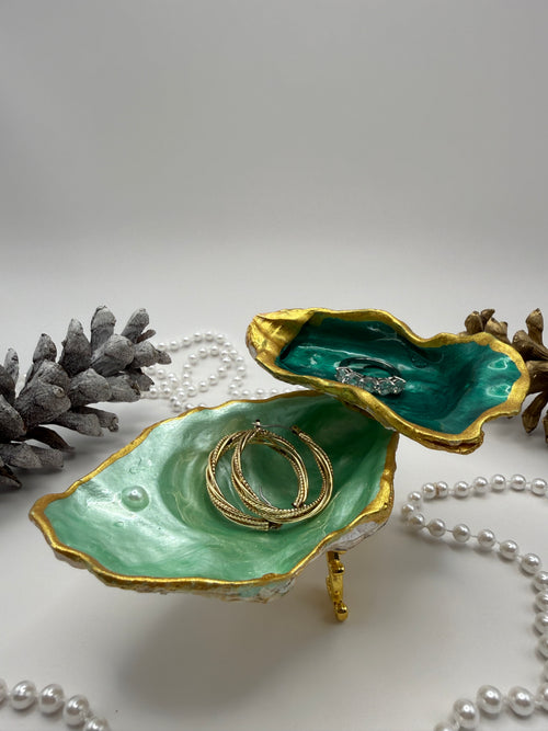 Double Oyster Trinket Tray – Emerald Green