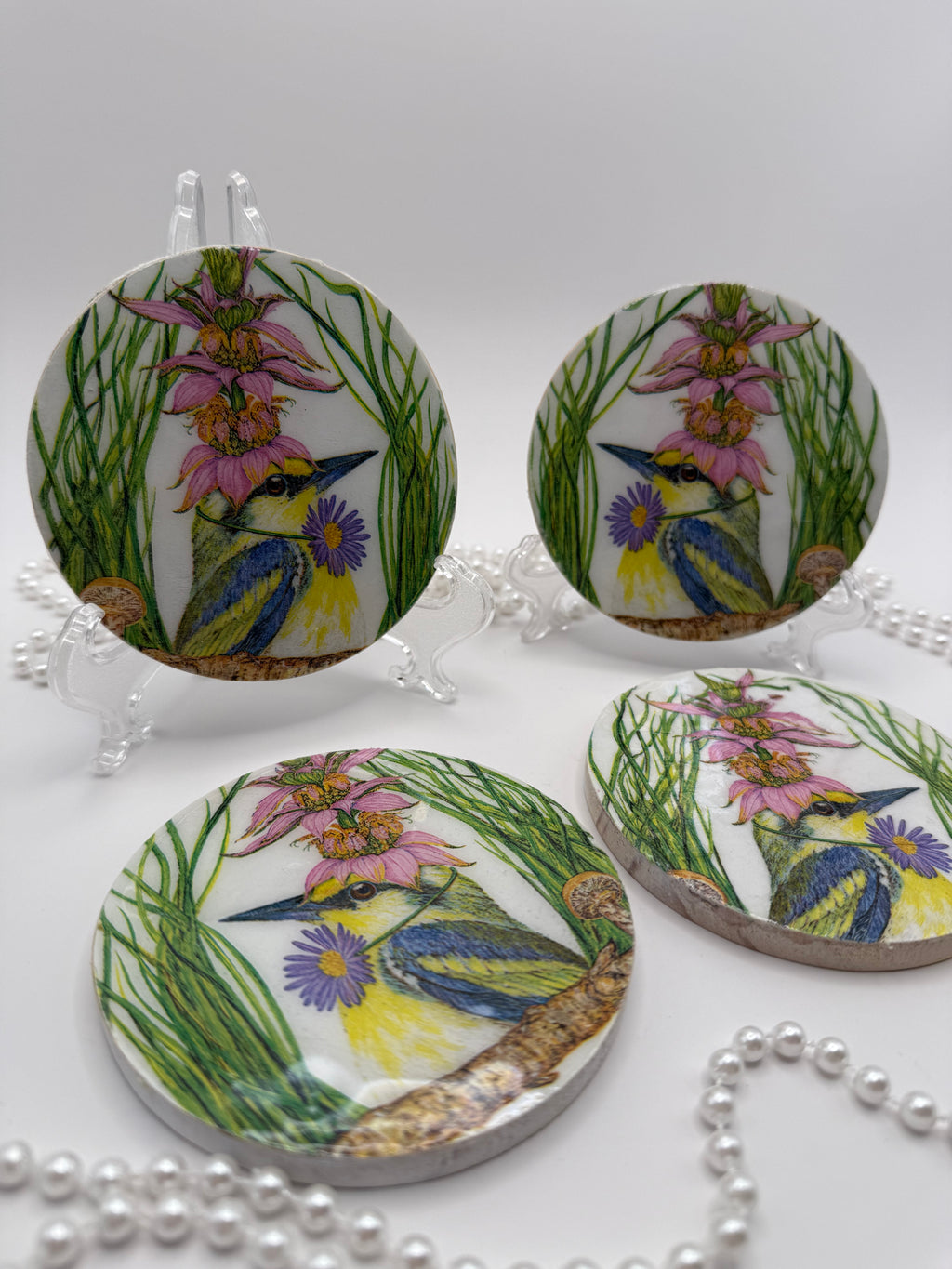 Wood Coaster – Garden Party Bird