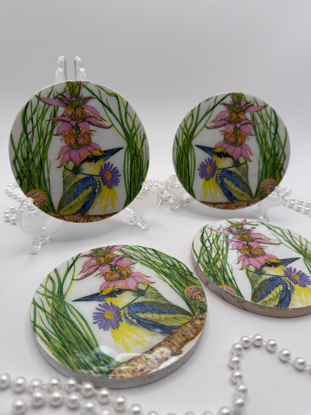 Wood Coaster – Garden Party Bird
