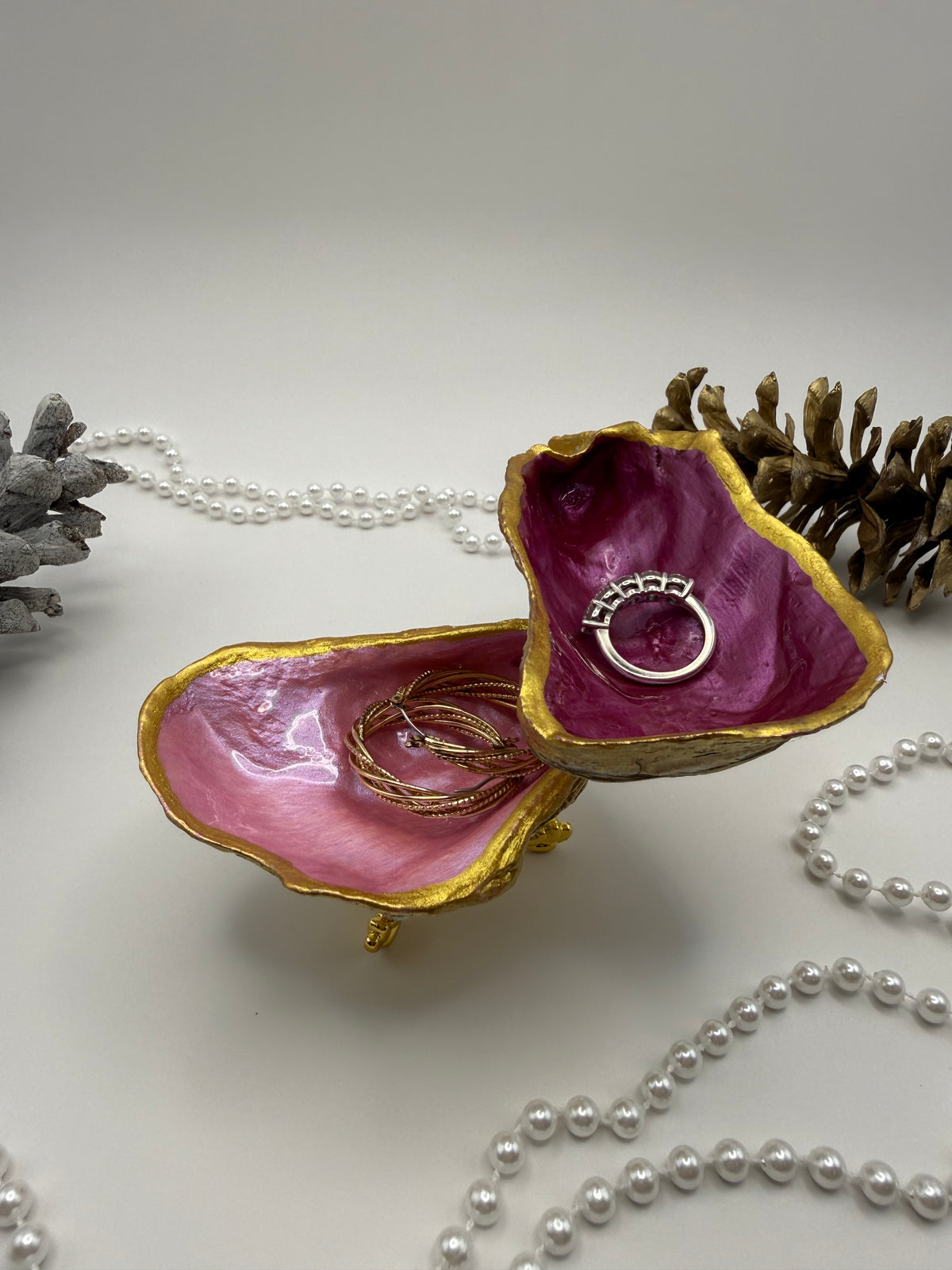 Double Oyster Trinket Tray – Pink