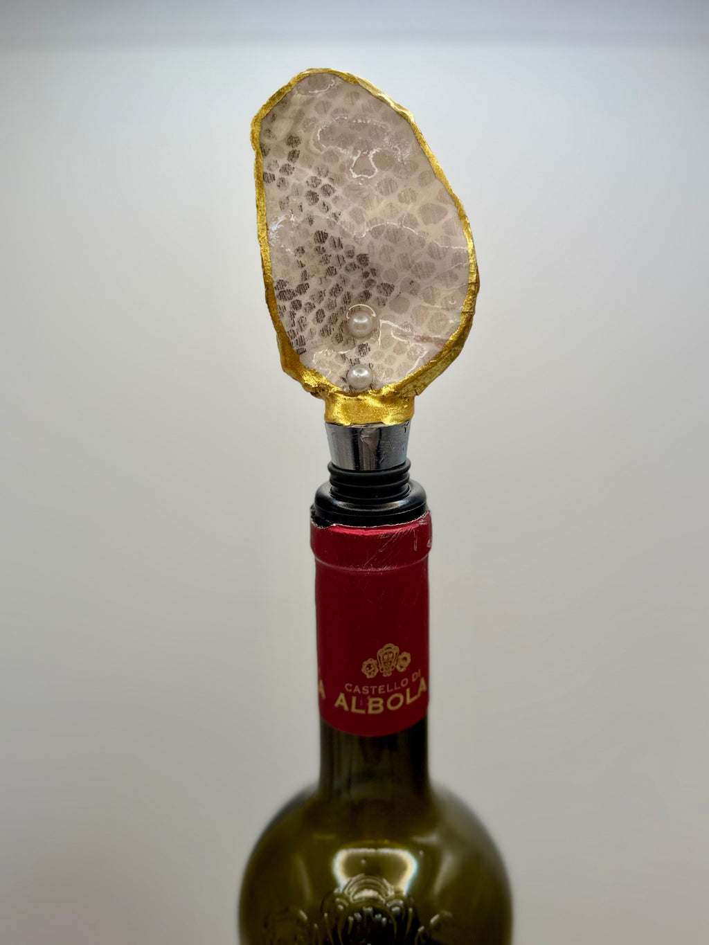 Oyster Shell Wine Stopper – Pink Python