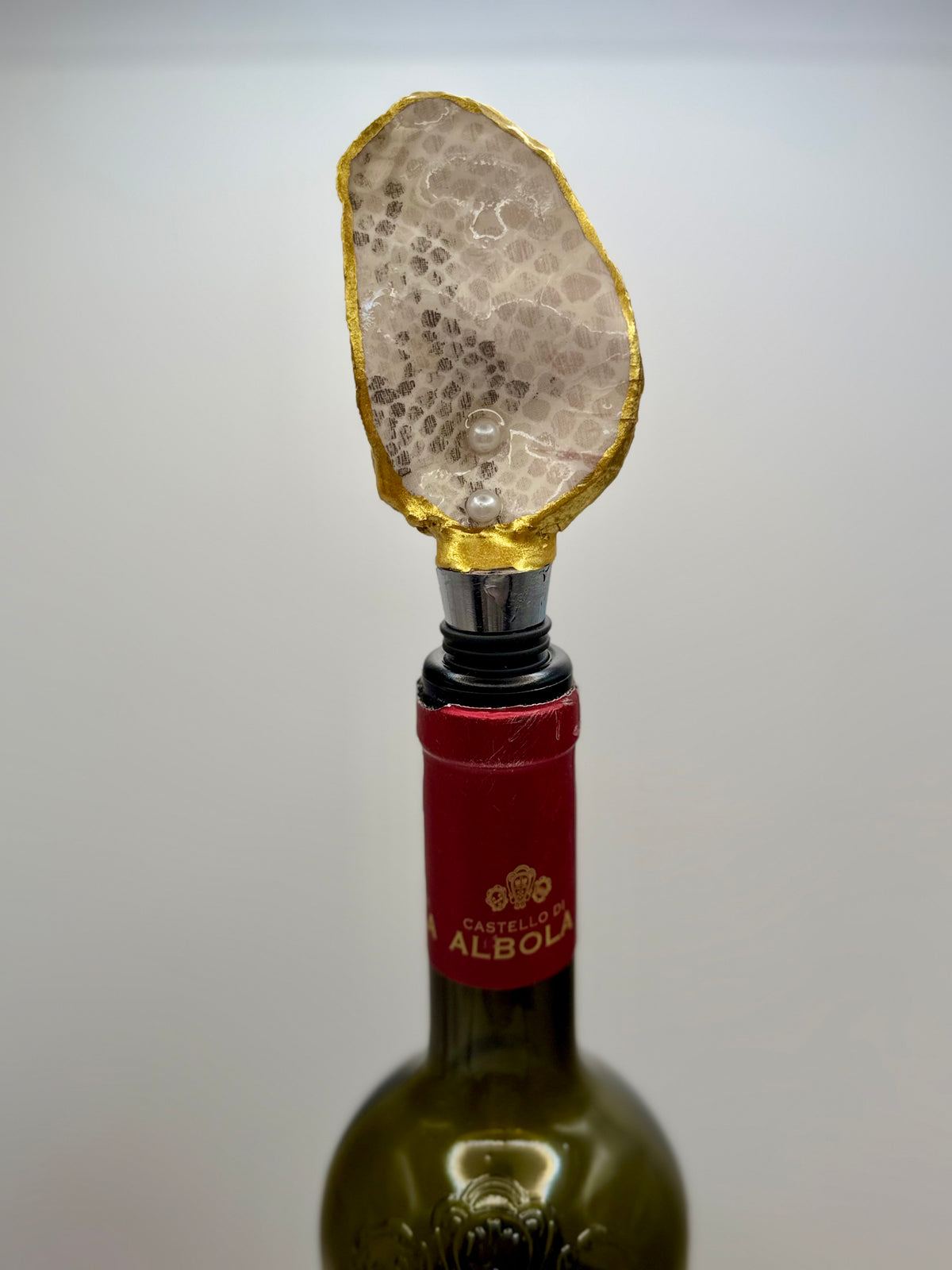 Oyster Shell Wine Stopper – Pink Python