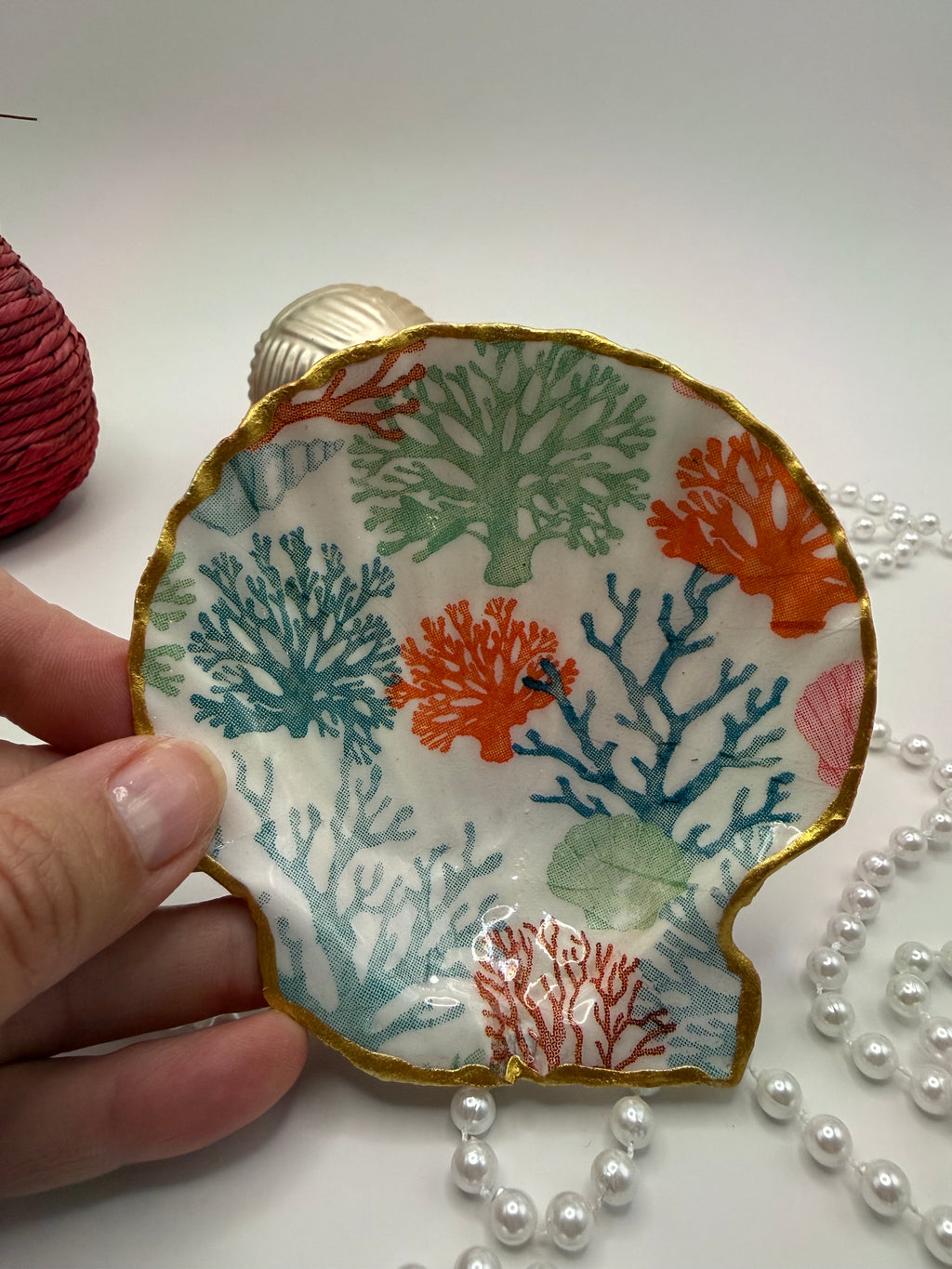 Scallop Trinket Tray - Coral Reef