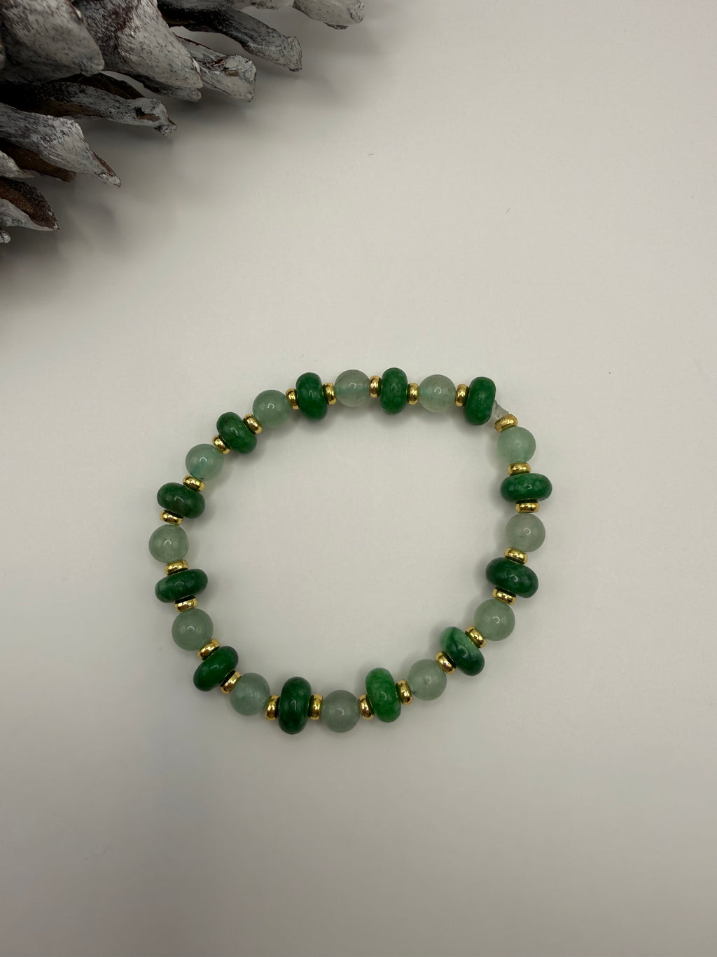 Emerald & Sage Stretch Beaded Bracelet