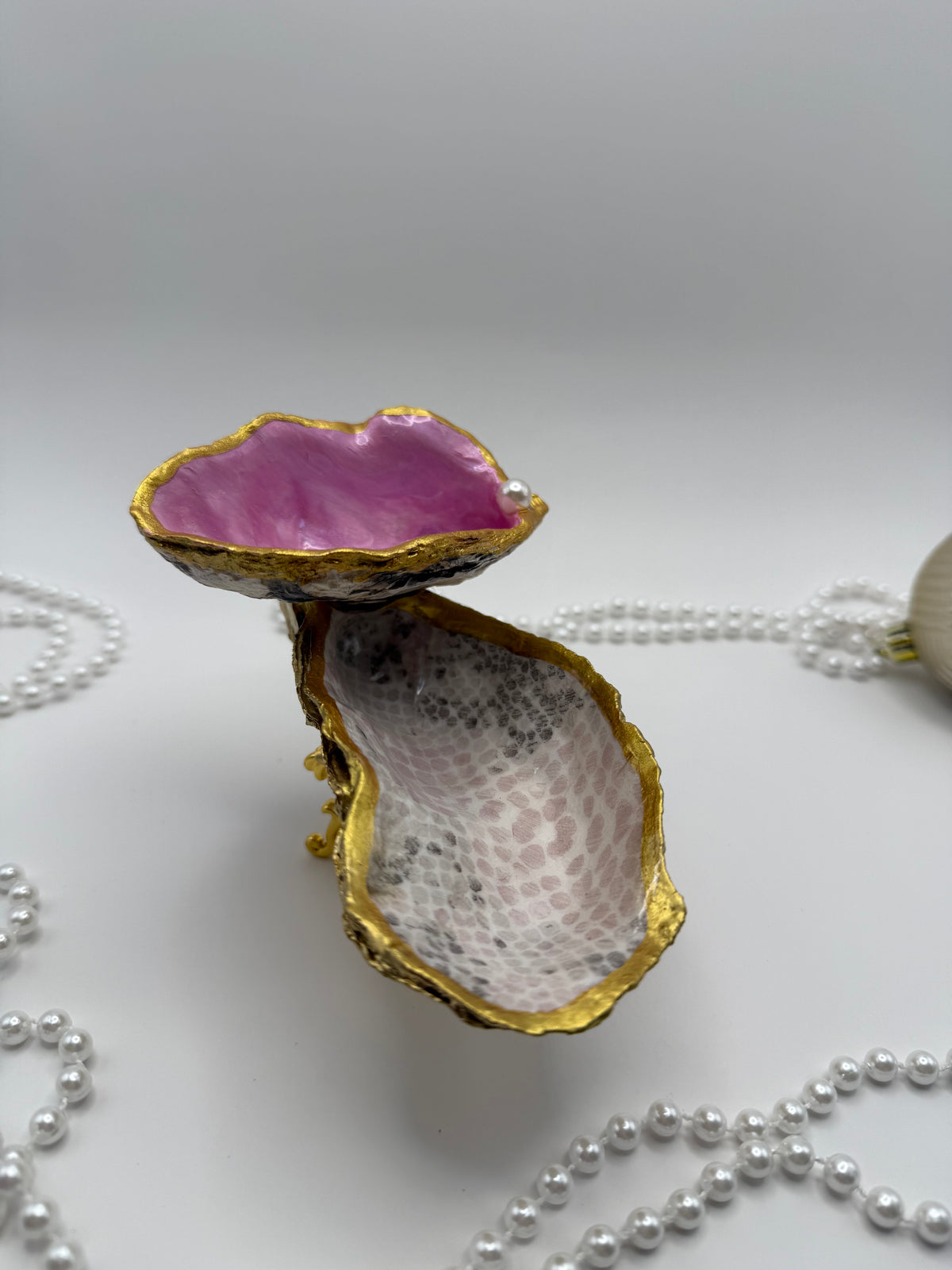 Double Oyster Trinket Tray – Pink Python