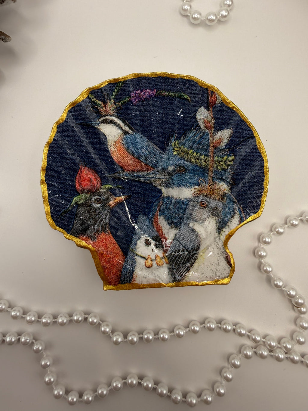 Scallop Trinket Tray - Fancy Feathers