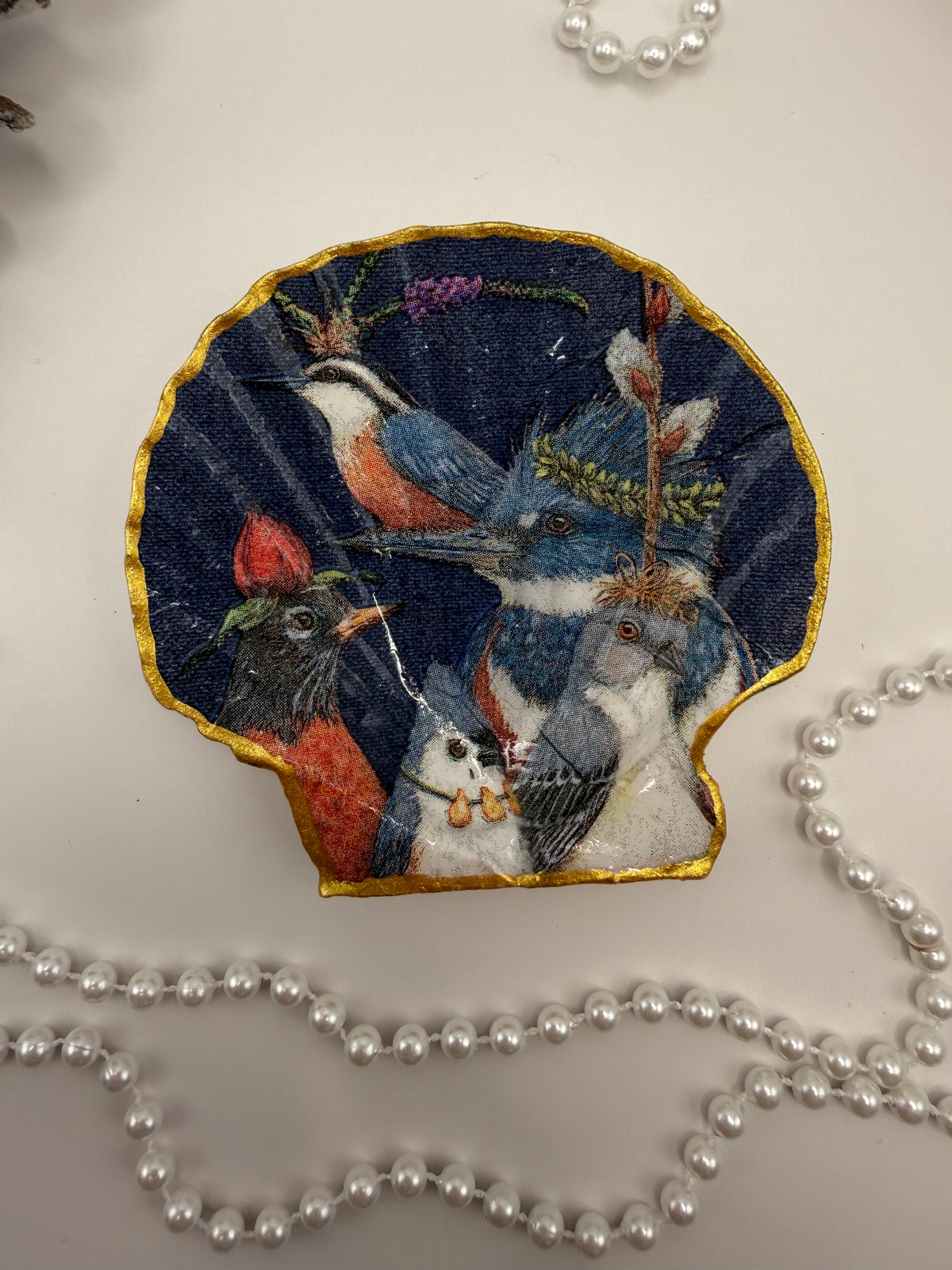 Scallop Trinket Tray - Fancy Feathers