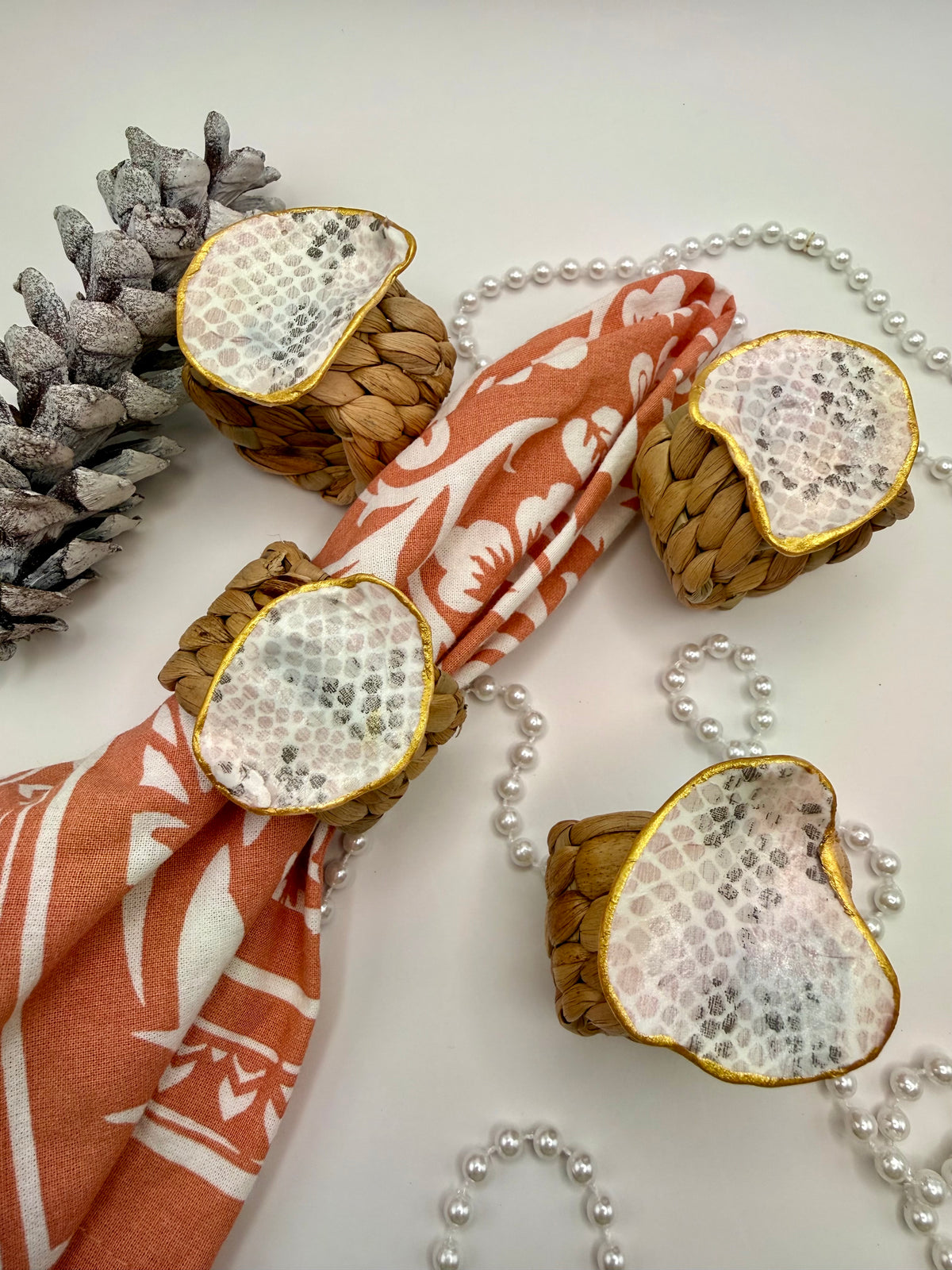 Oyster Shell Napkin Ring – Pink Python