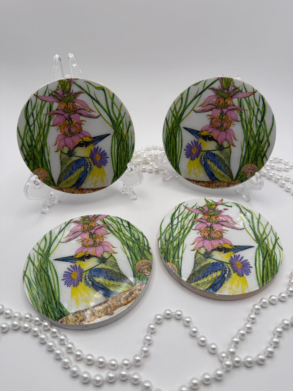 Wood Coaster – Garden Party Bird