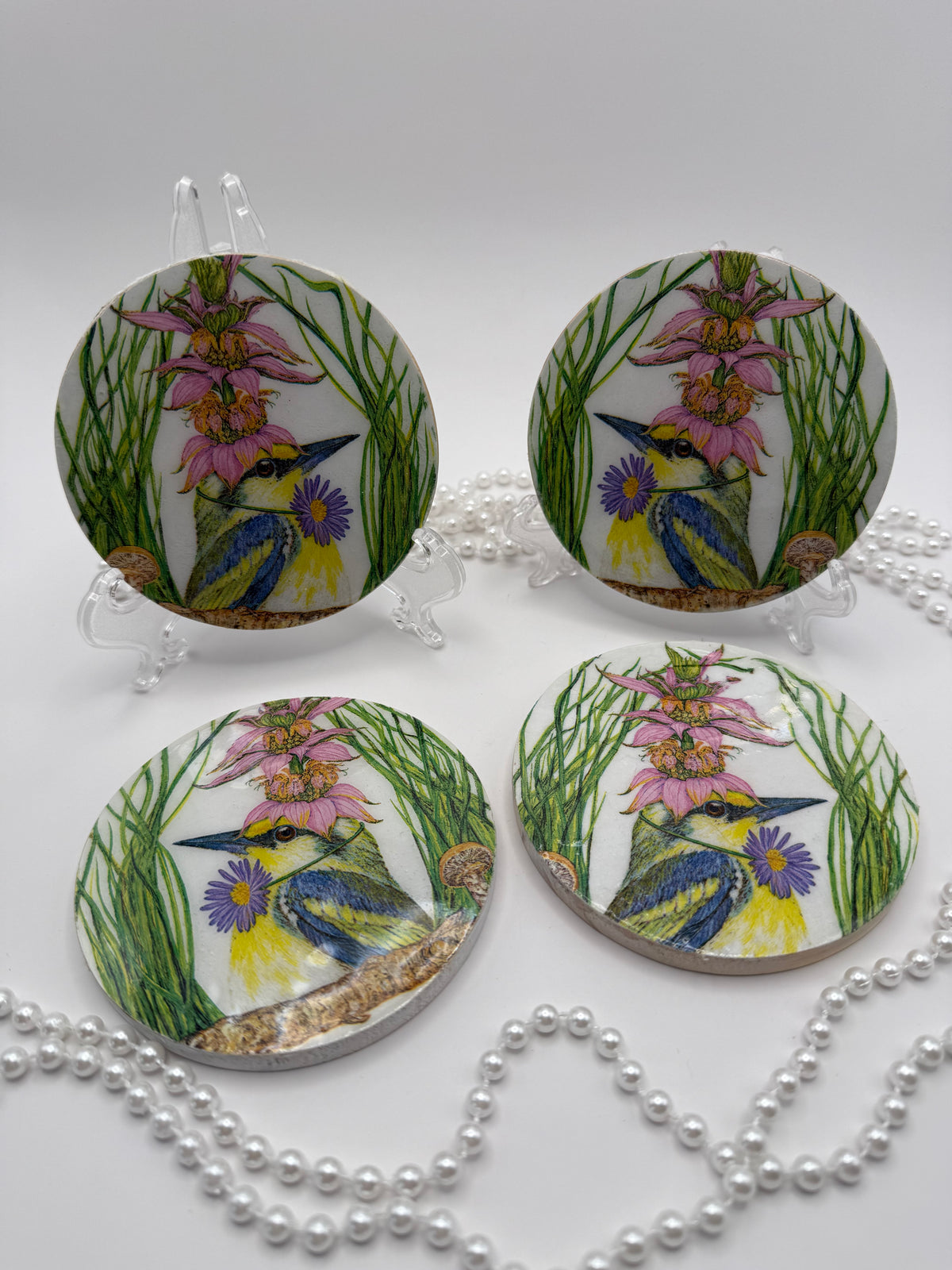 Wood Coaster – Garden Party Bird