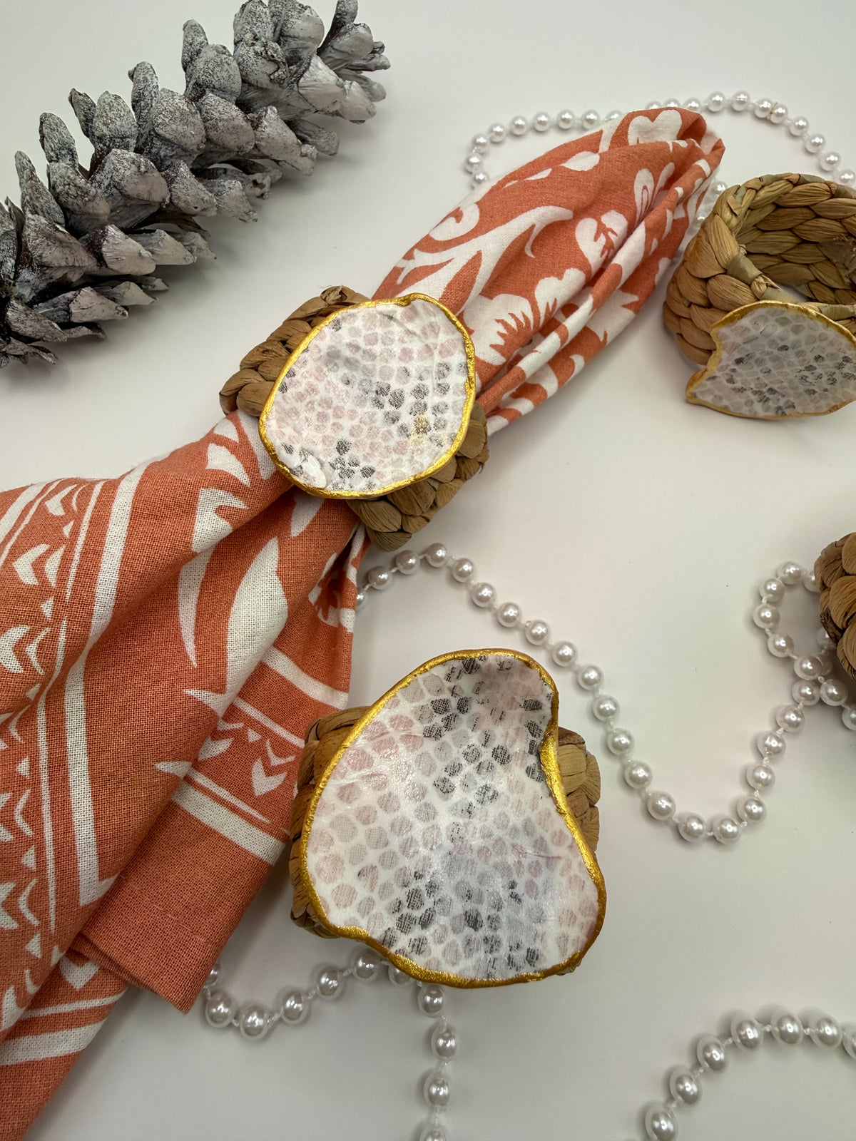 Oyster Shell Napkin Ring – Pink Python