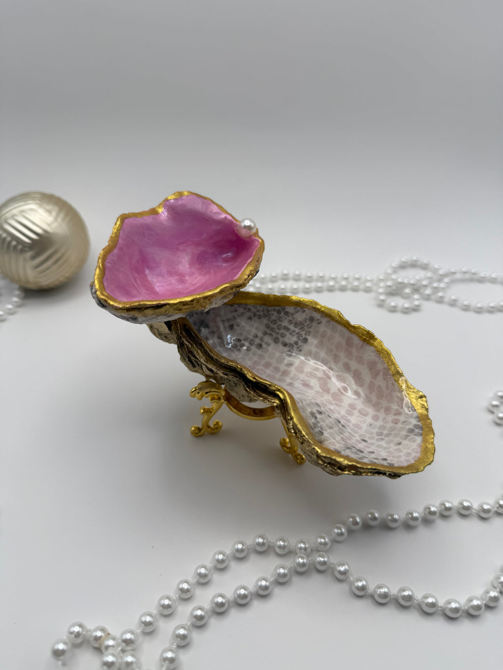 Double Oyster Trinket Tray – Pink Python