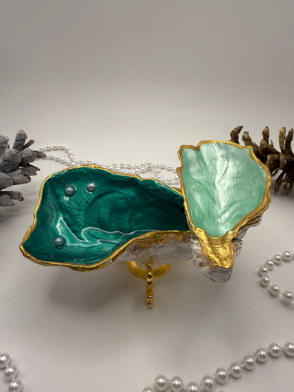 Double Oyster Trinket Tray – Emerald Green