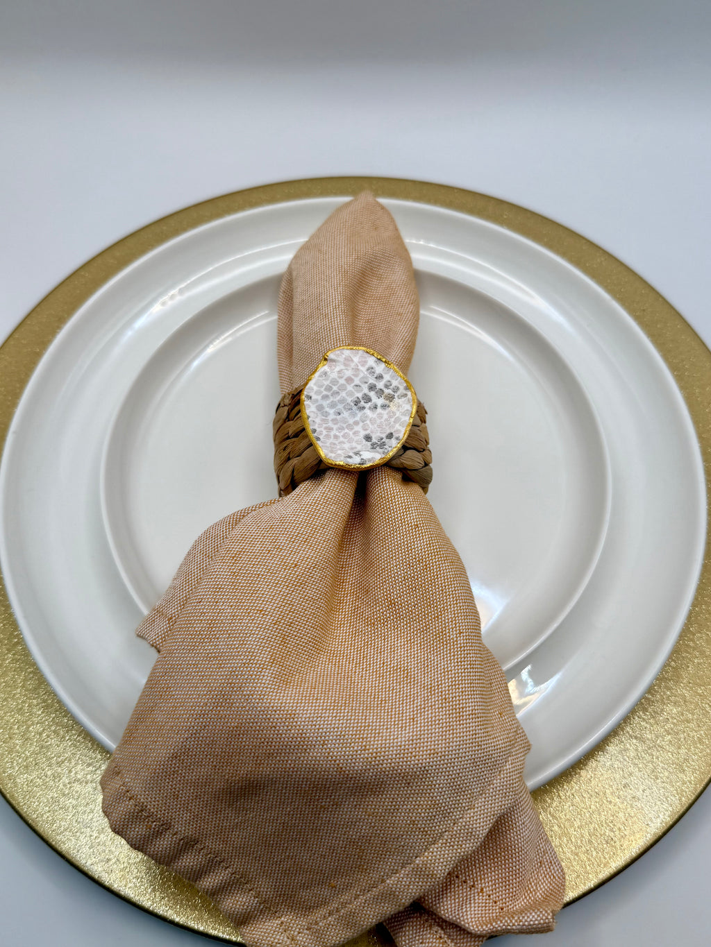 Oyster Shell Napkin Ring – Pink Python