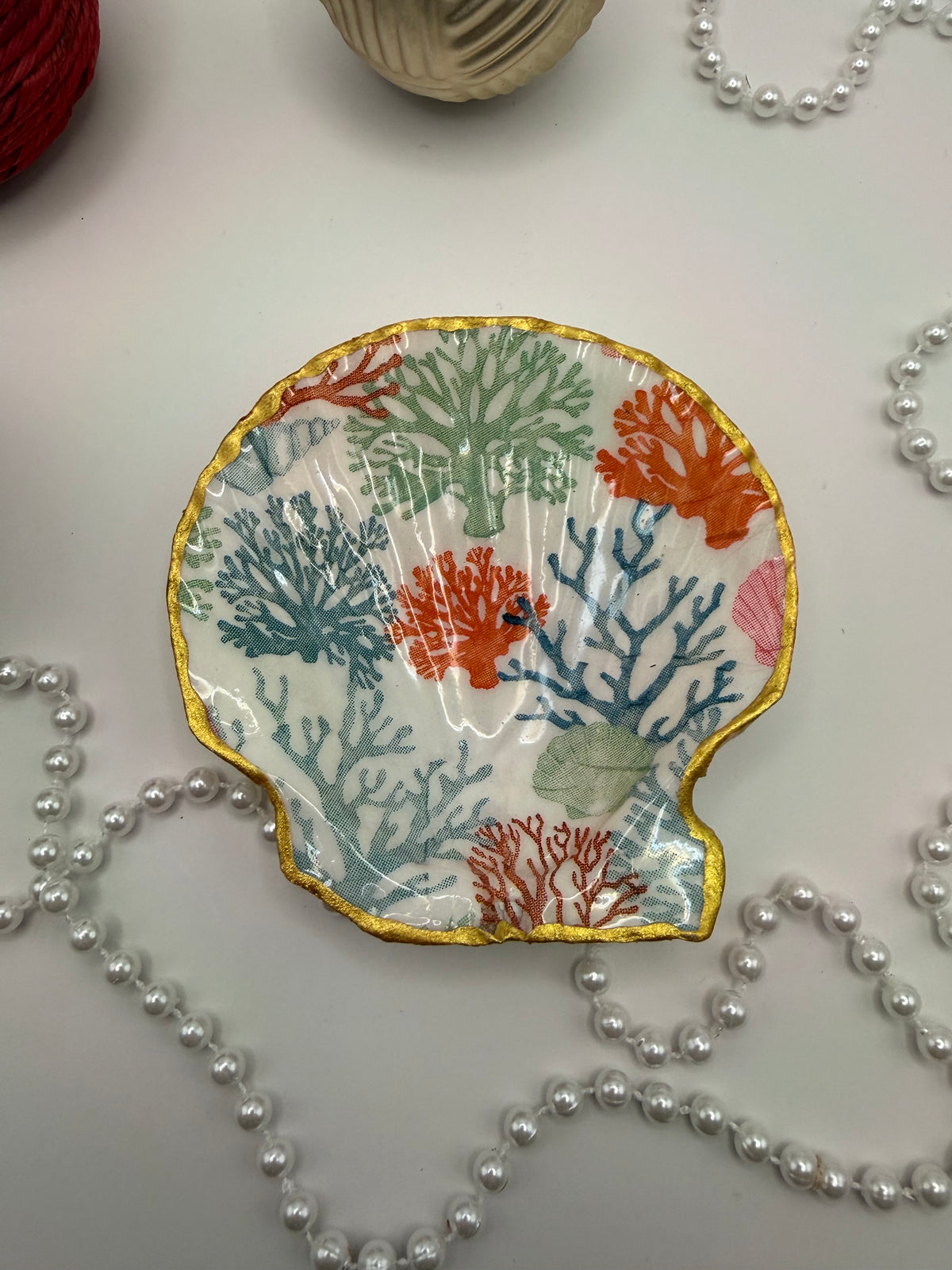 Scallop Trinket Tray - Coral Reef