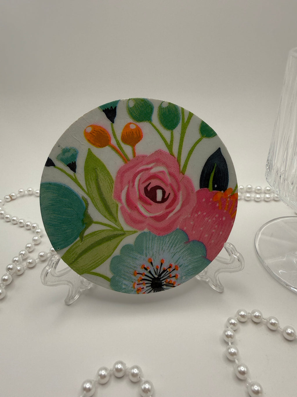 Wood Coaster – Cheerful Blooms