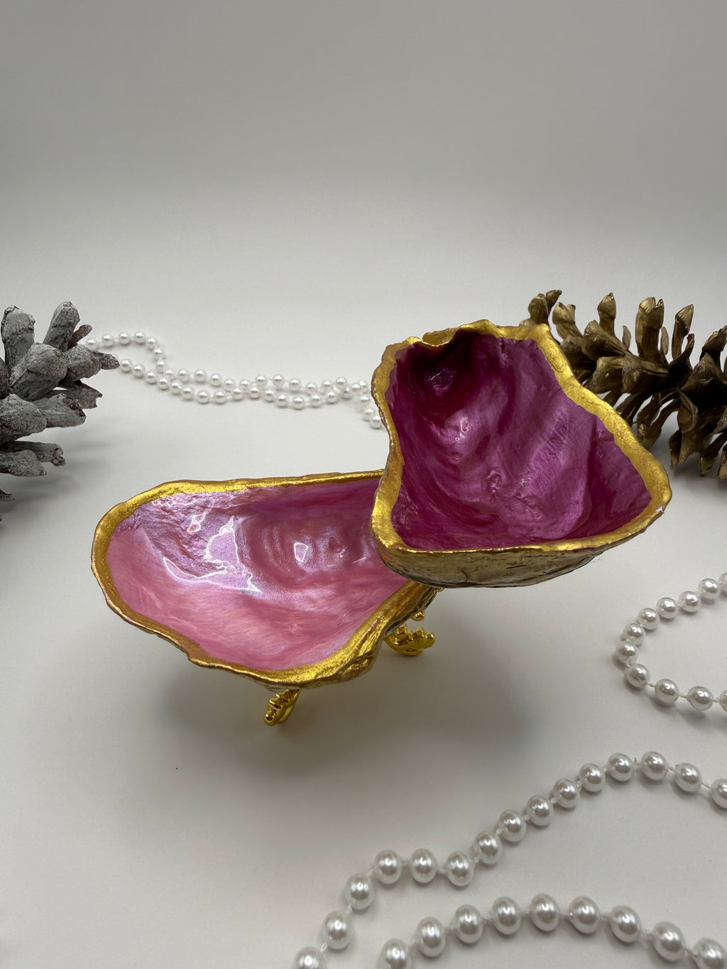 Double Oyster Trinket Tray – Pink