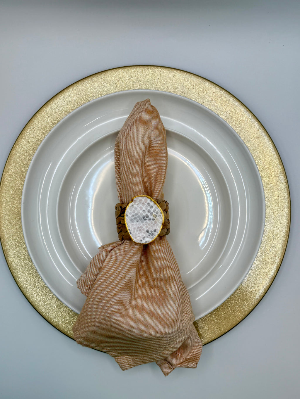 Oyster Shell Napkin Ring – Pink Python