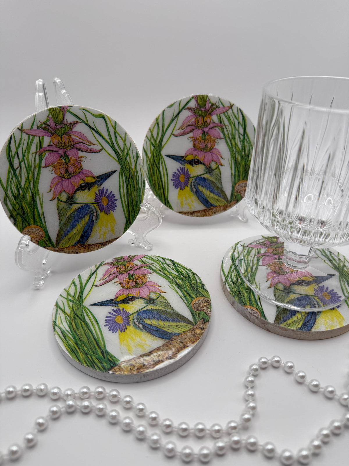 Wood Coaster – Garden Party Bird