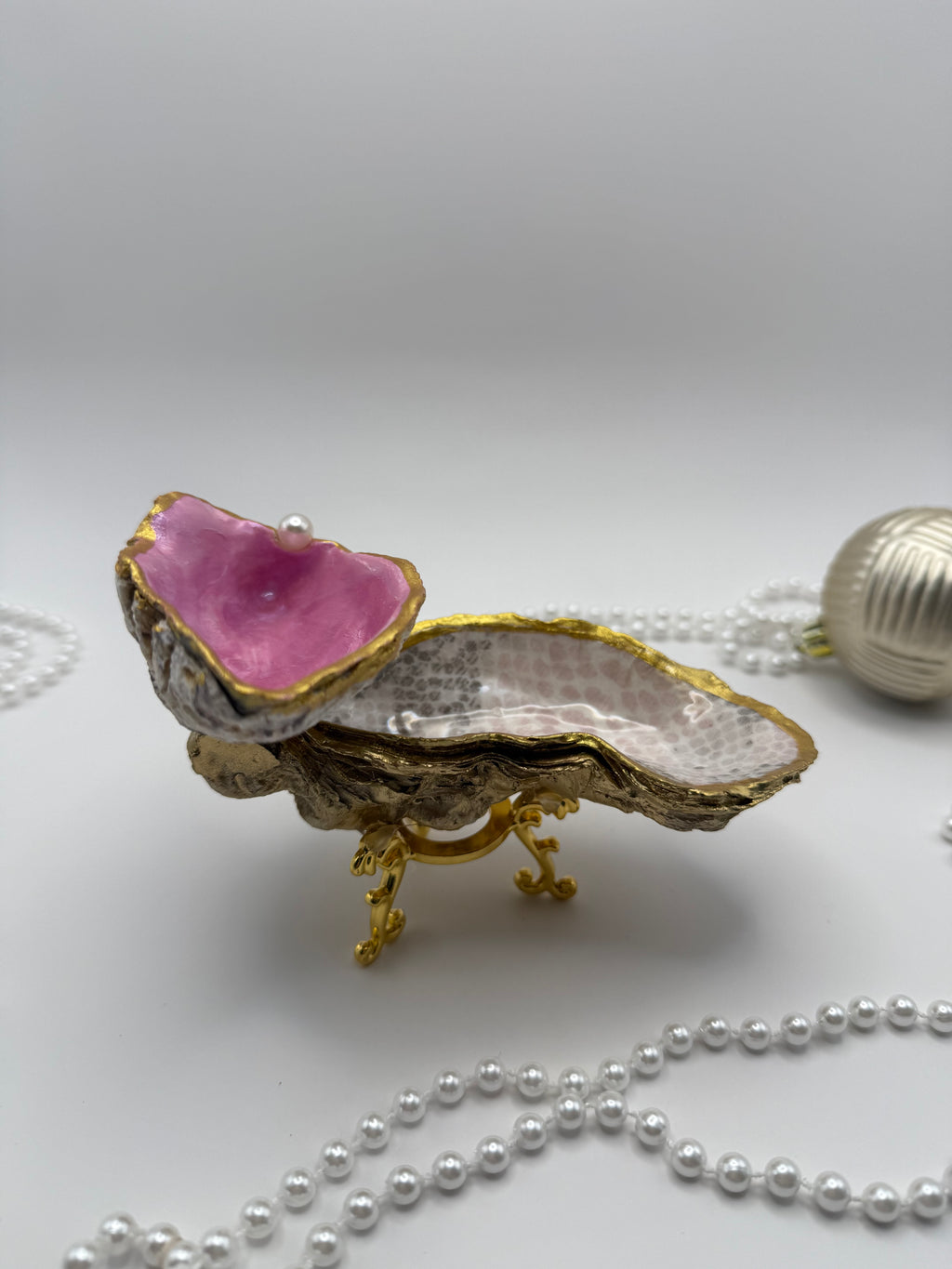 Double Oyster Trinket Tray – Pink Python