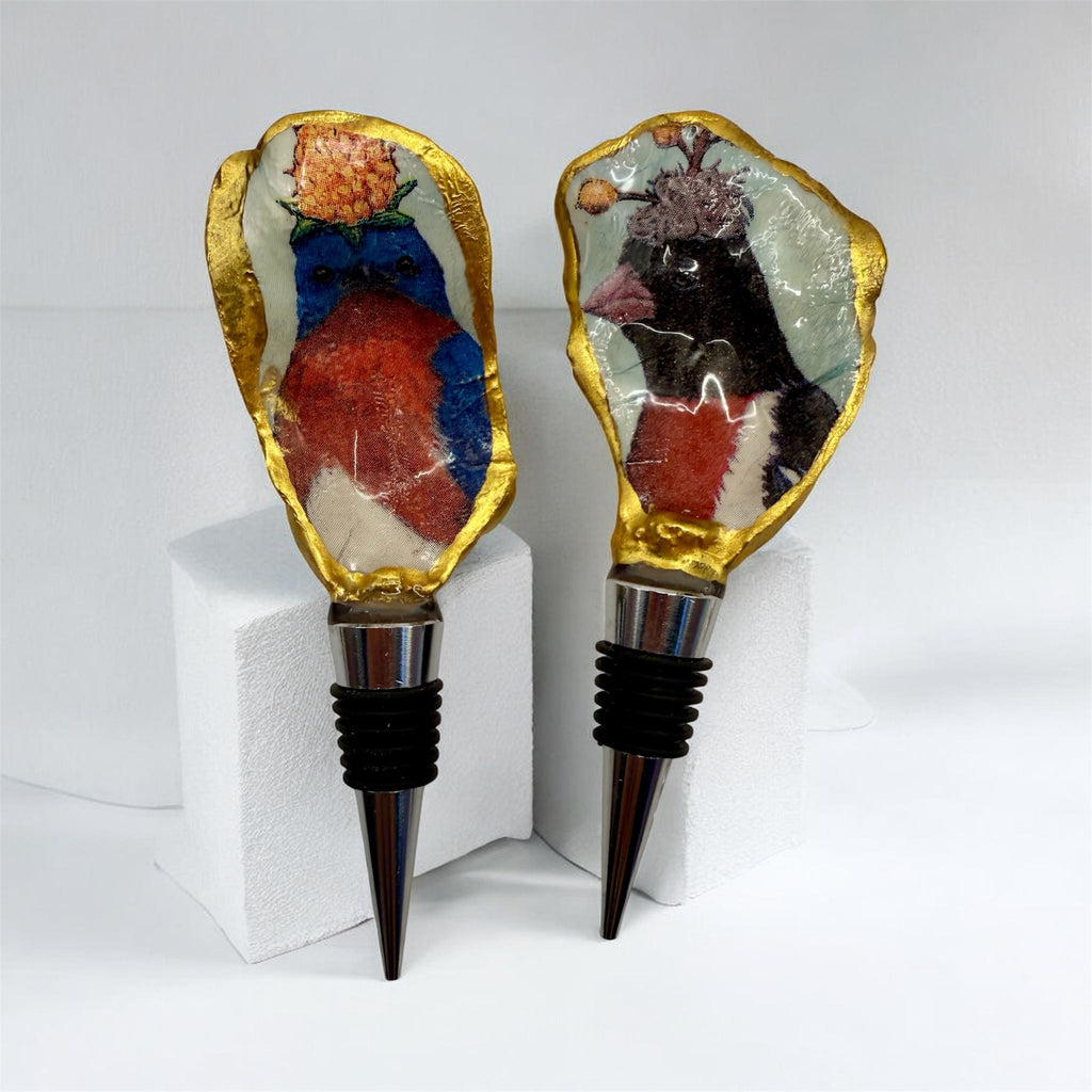 Oyster Shell Wine Stopper – Silly Birds Blue