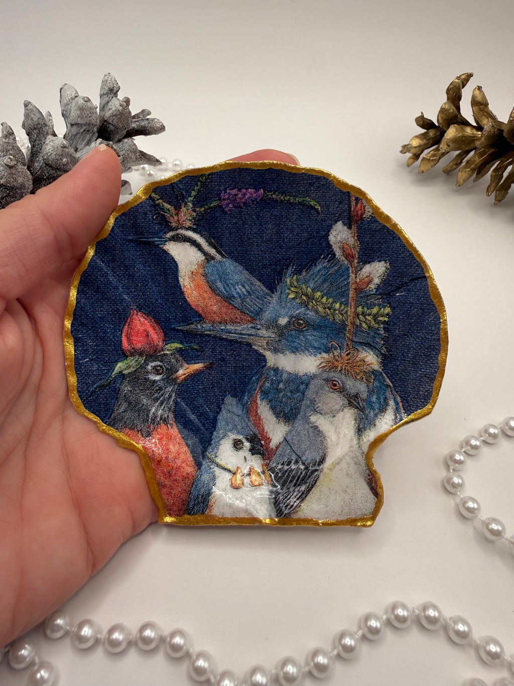 Scallop Trinket Tray - Fancy Feathers