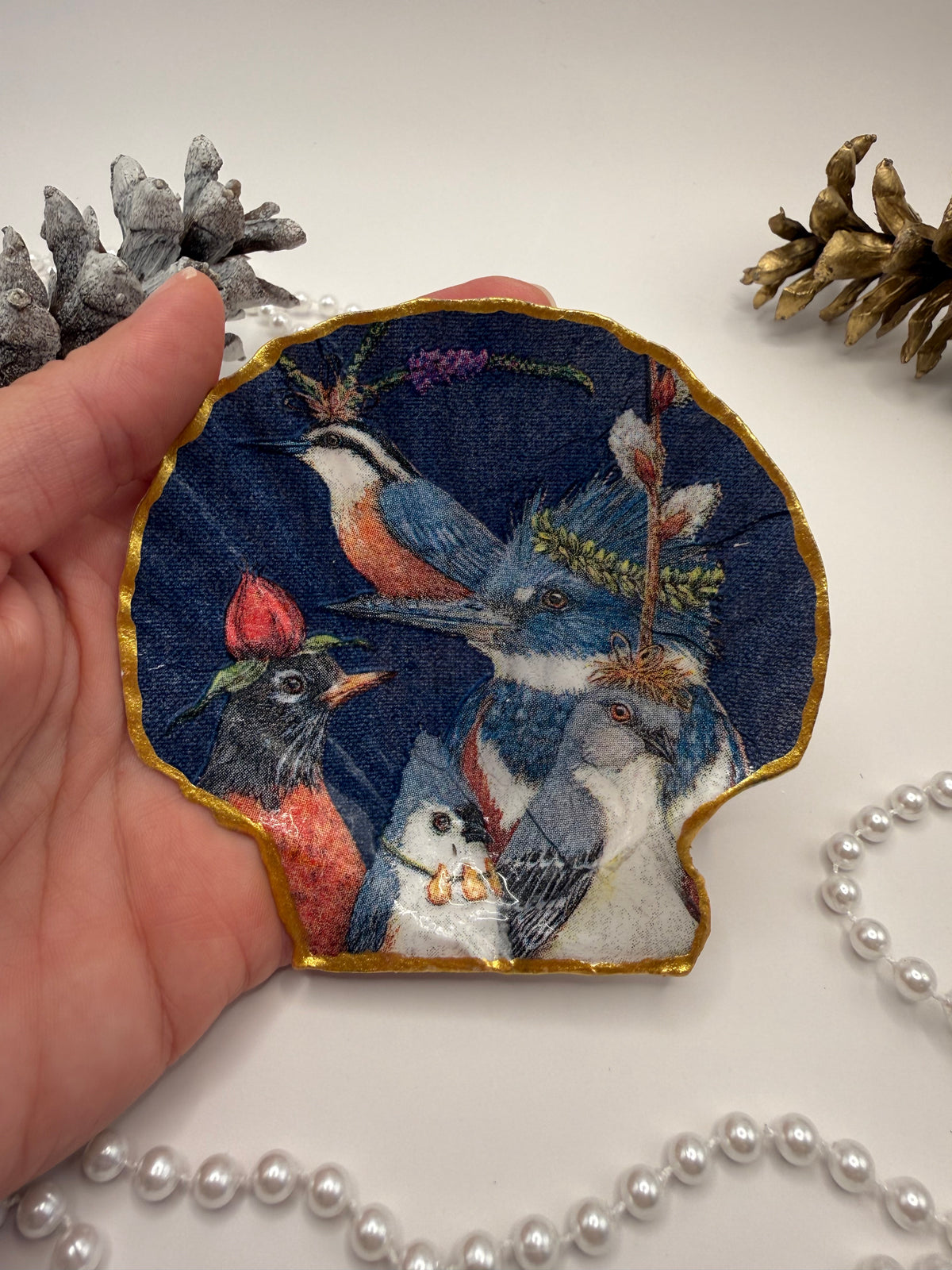 Scallop Trinket Tray - Fancy Feathers