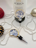 Oyster Shell Wine Stopper – Blue & White French Toile
