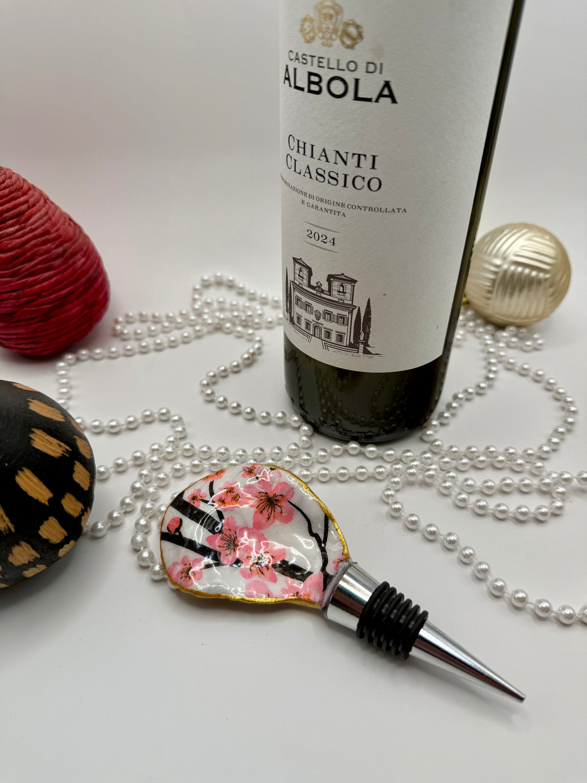 Oyster Shell Wine Stopper – Cherry Blossom
