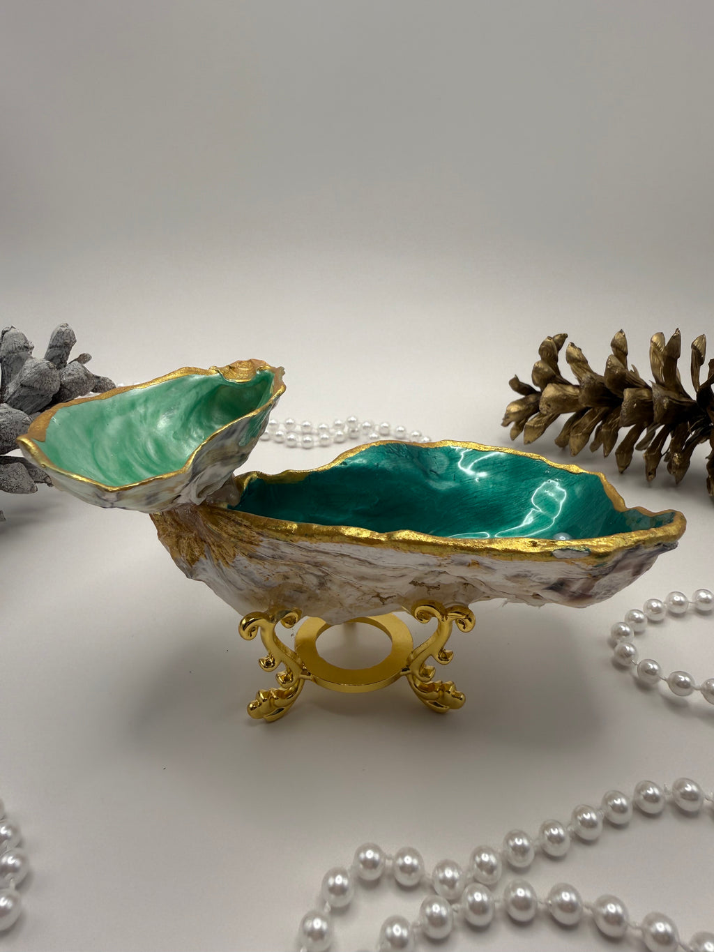 Double Oyster Trinket Tray – Emerald Green