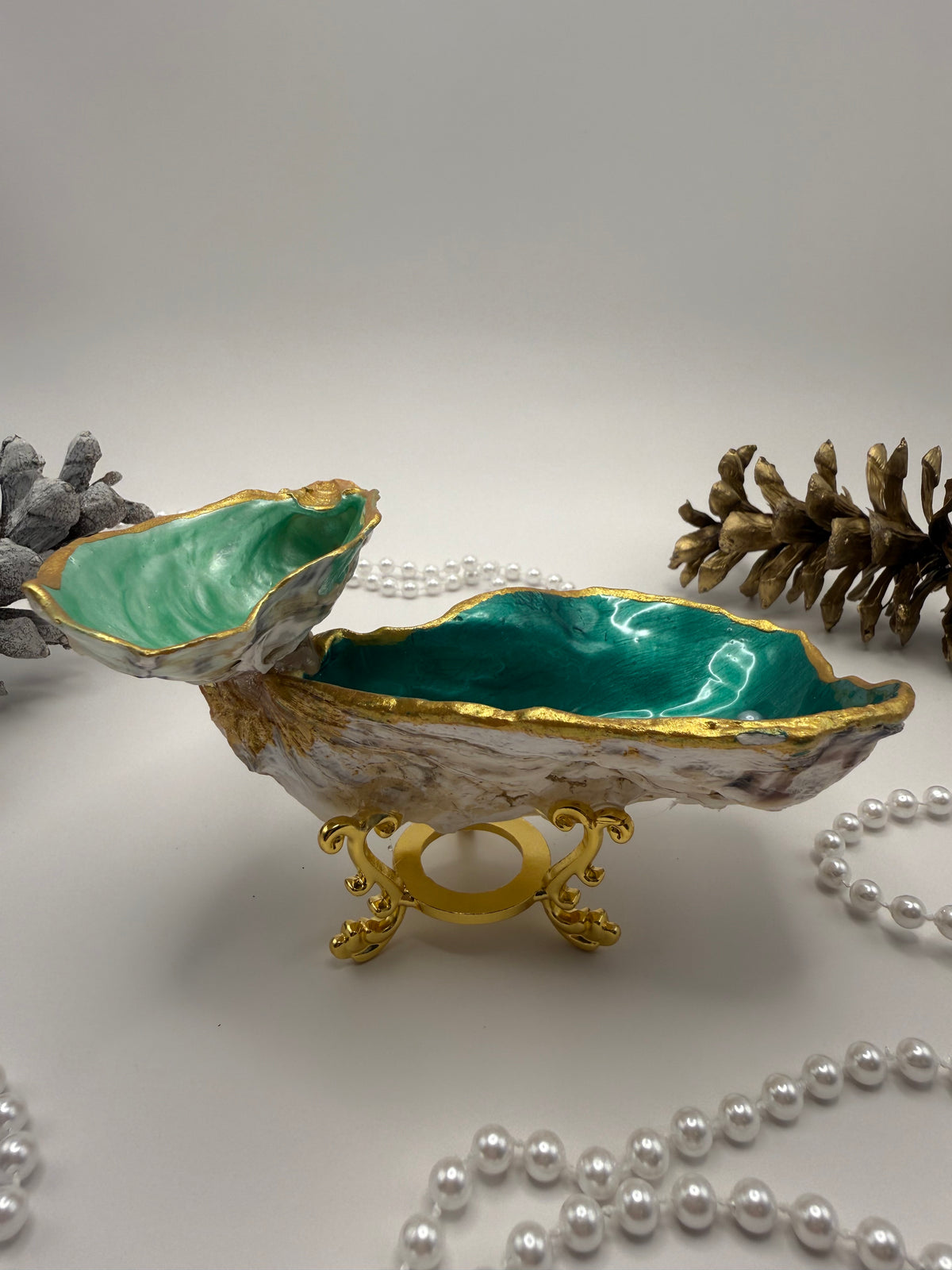 Double Oyster Trinket Tray – Emerald Green