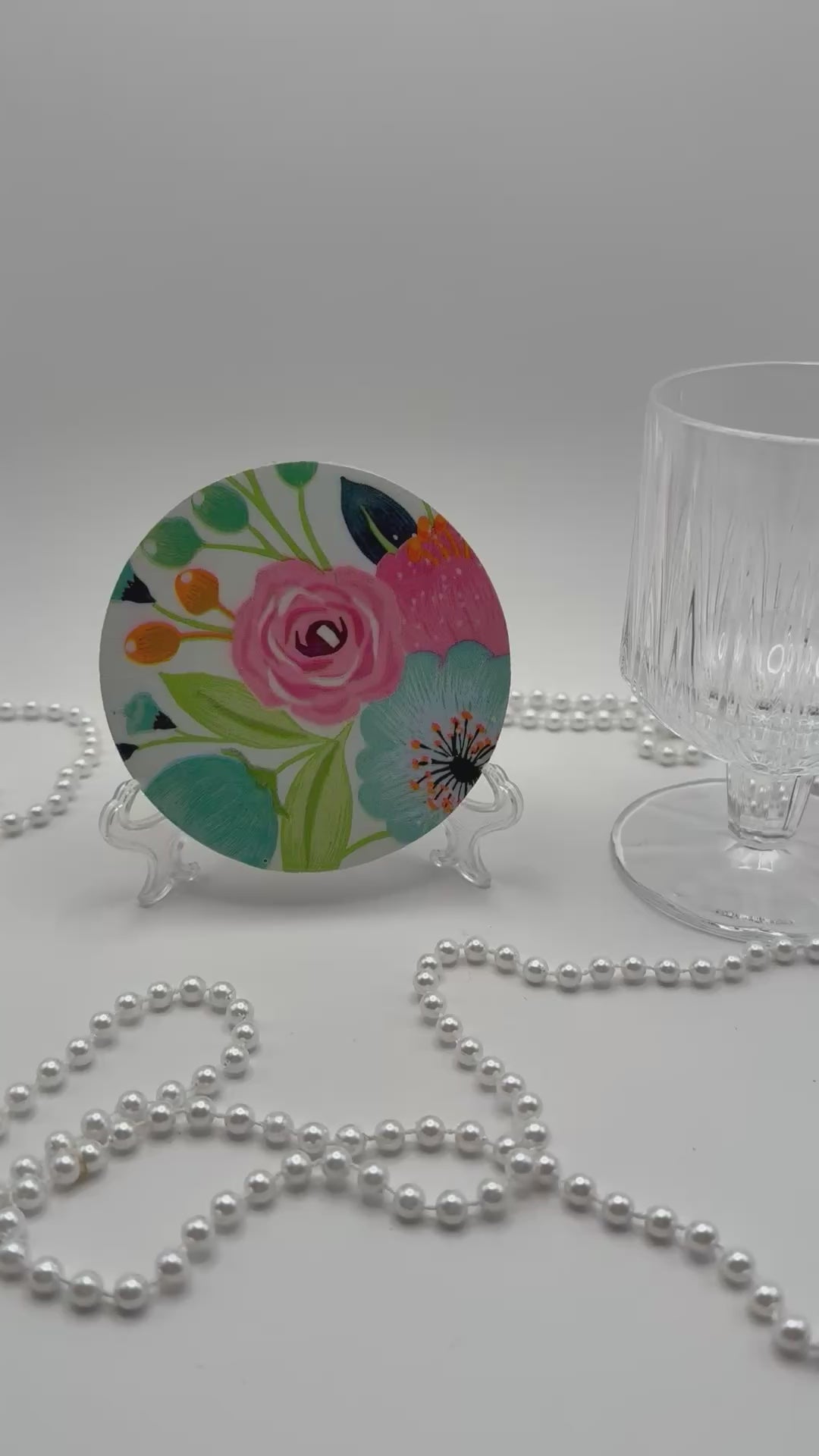Wood Coaster – Cheerful Blooms