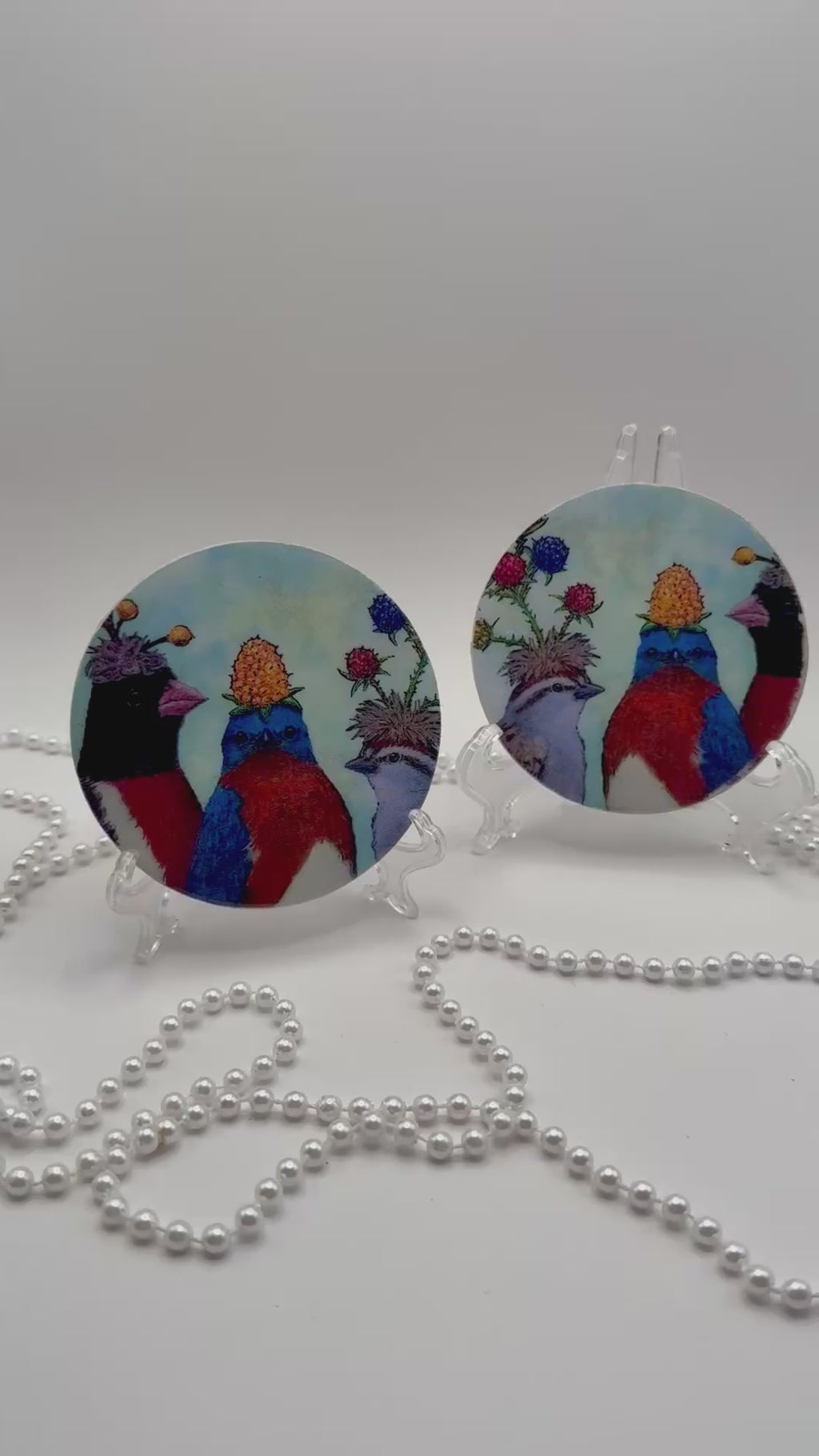Wood Coaster – Silly Birds Blue